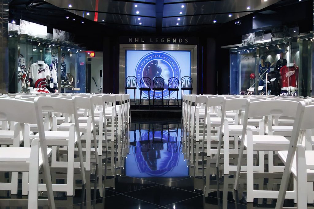 The Hockey Hall of Fame set up for a wedding.