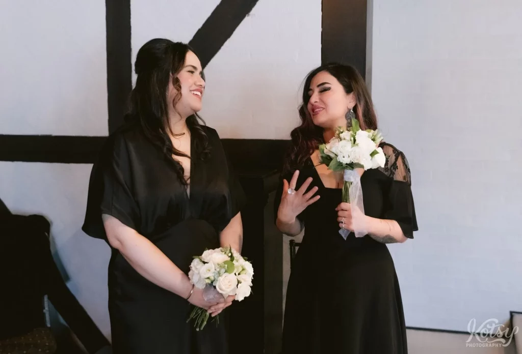 Bridesmaids react to their bride getting married at Old Mill, Toronto