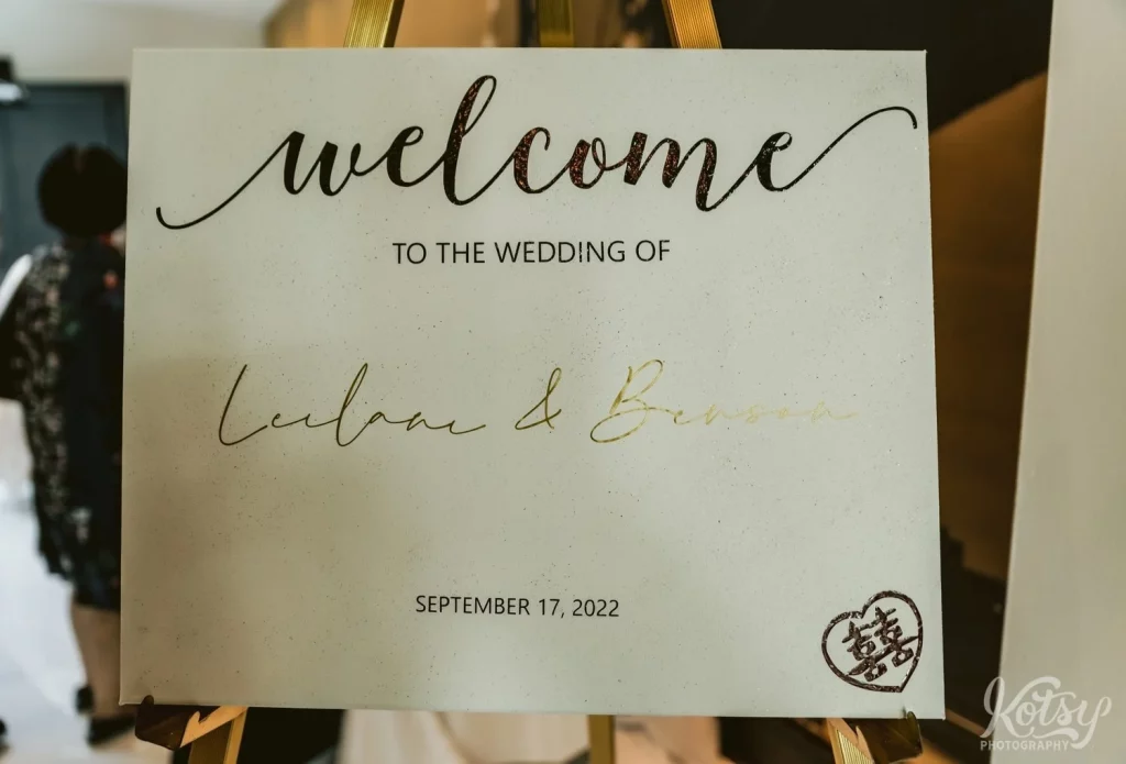 Welcome sign for a wedding at The Vue in Toronto